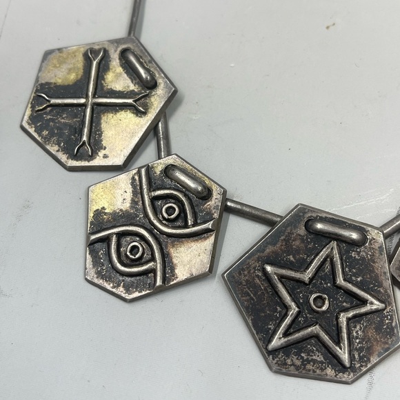 Oswaldo Guayasamin 900 Silver Pendant Necklace Ecuador Sterling Bib Modernist - Picture 4 of 8